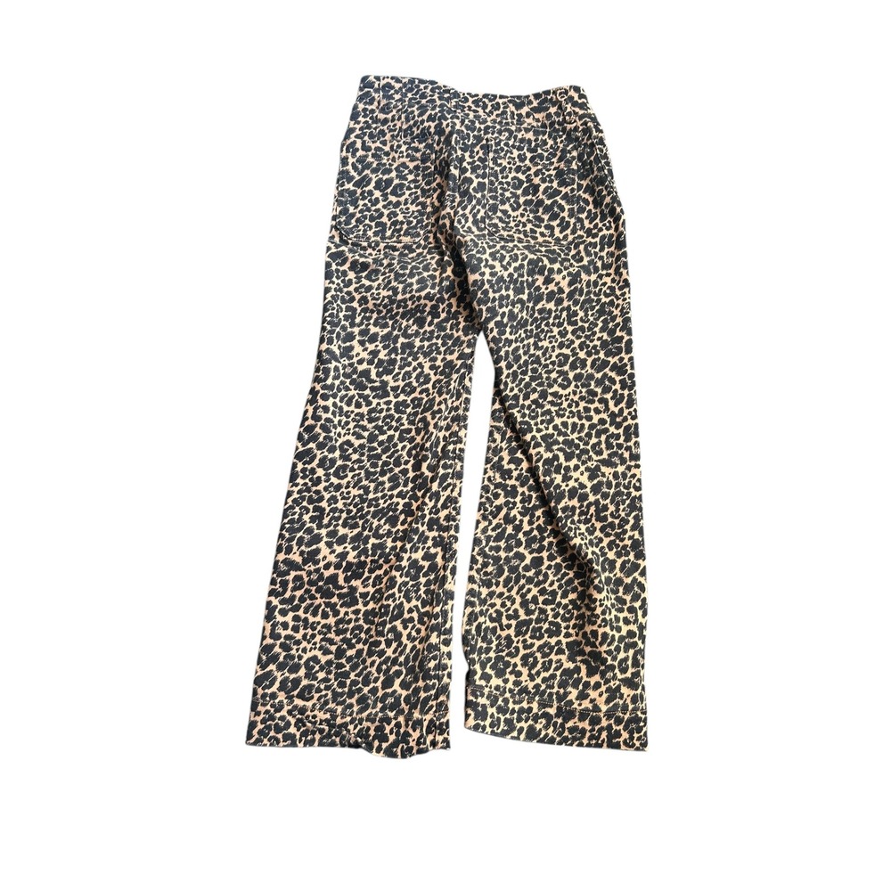 Maeve Anthropologie The Colette Leopard Print Wide-Leg Cropped Jeans Tan 26 - Picture 3 of 7